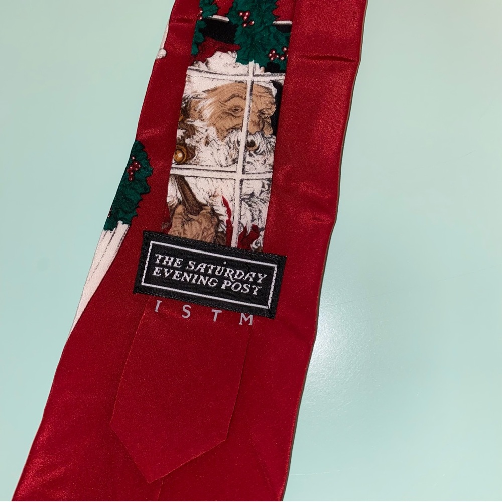 Vintage Saturday Evening Post Santa Silk Tie Christmas Canada Ugly Christmas Tie View 4